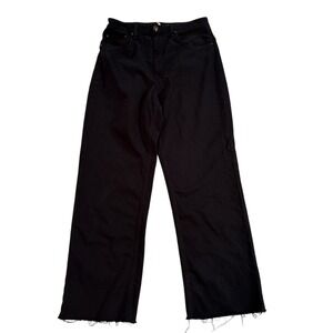 Rag &‎ Bone Ruth Super High-Rise Straight Jeans Black Raw Hem Size 30 Y2K Style